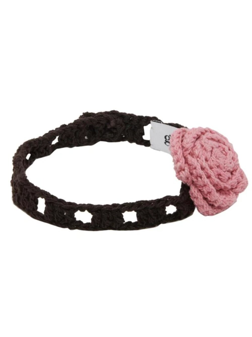 Gimaguas Elia Crochet Rose Choker in Brown & Pink